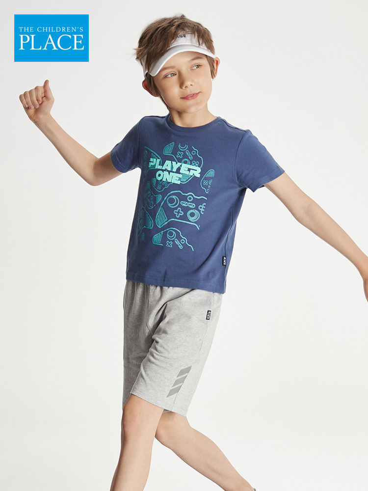 The Children's Place 绮童堡 21年夏季新款 反光字母印花 儿童短袖套装 天猫优惠券折后￥59.9包邮（￥129.9）男、女童90~160码多色可选