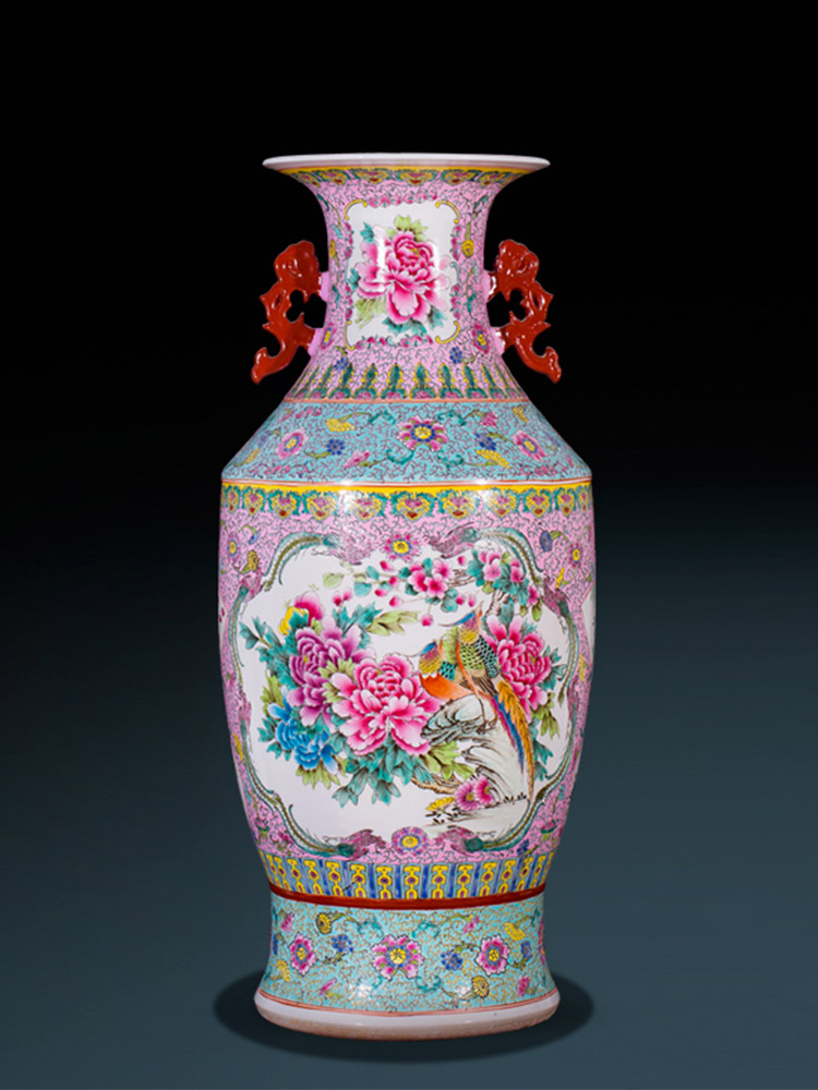 Jingdezhen ceramics of large vase archaize long ears admiralty bottles of Chinese style living room decoration collection furnishing articles