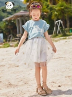 Áo thun bé gái hè 2018 Quần áo mới cho trẻ em cha mẹ trẻ em nước ngoài Áo thời trang trẻ em Hàn Quốc ngắn tay hoang dã - Áo thun áo thun mùa đông bé gái
