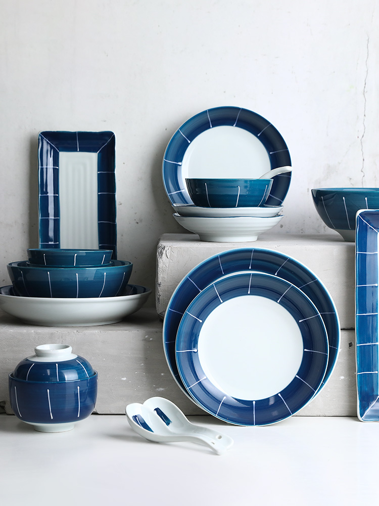 Japanese dishes dishes suit single rice bowls bowl of soup bowl with rainbow such as bowl jingdezhen ceramic tableware large household
