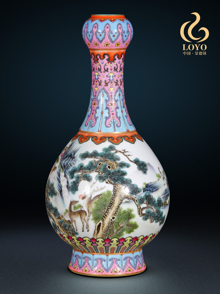 Jingdezhen ceramics imitation the qing qianlong pastel LuHe spring vase with Chinese style household adornment penjing collection