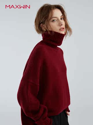 MAXWIN马威秋冬女式高领套头休闲毛衫 冬季