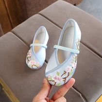 Retro girls shoes childrens Hanfu embroidered shoes girls performing 5 years old 7 years old 10 years old super fairy dance shoes powder