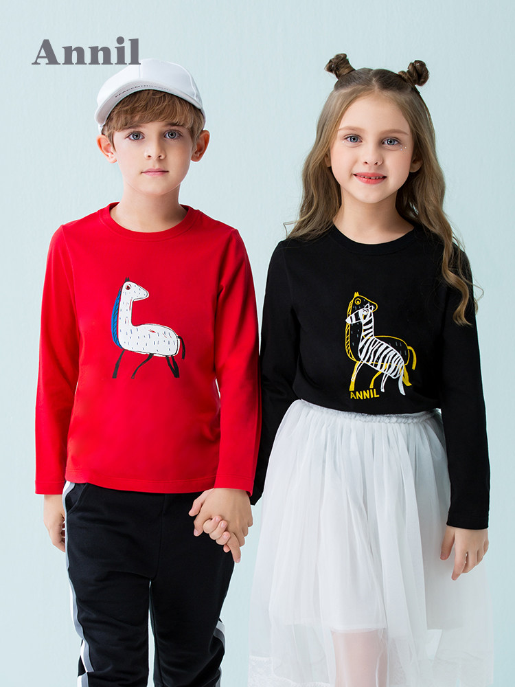 安奈儿 19年春装新款 纯棉儿童长袖上衣 天猫优惠券折后￥55包邮（￥115-60）男、女童80~180码多色可选