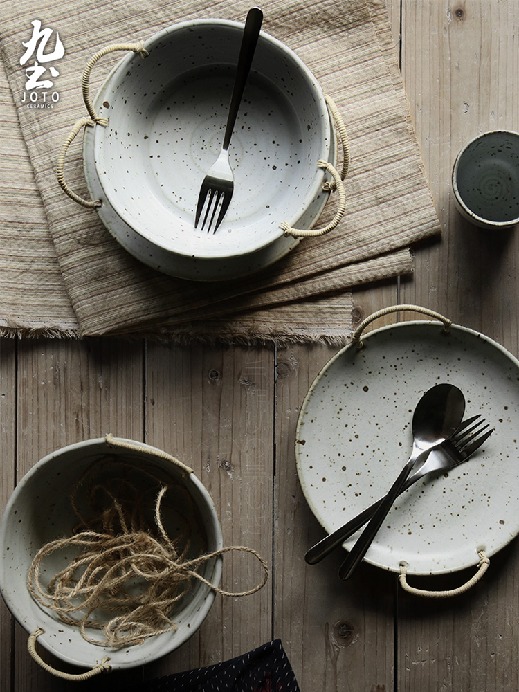 About Nine soil coarse ceramic tableware retro bowl bowl dish home fruit dish contracted creative ceramic Japanese Japanese feeder restoring ancient ways