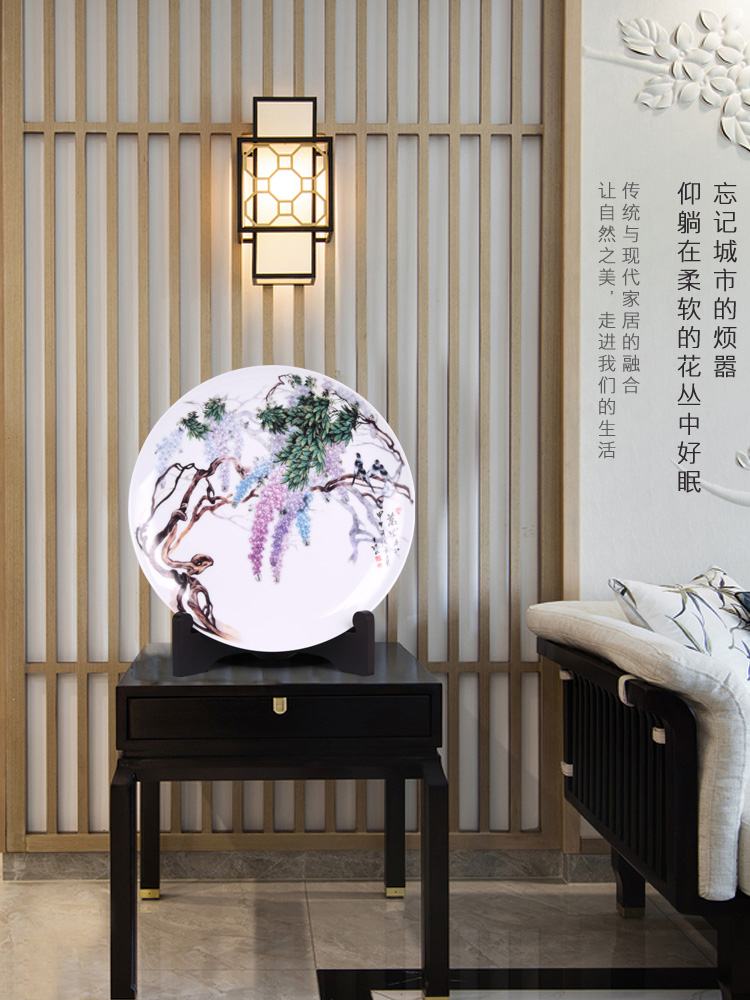 Jingdezhen ceramics furnishing articles full decoration hanging dish sat dish plate household handicraft decoration in the living room