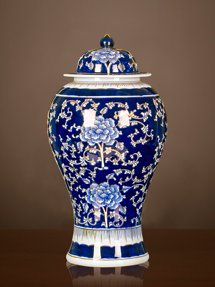 Jingdezhen blue and white vase fuels the hand - made ceramics general tank furnishing articles antique Chinese style decoration large living room