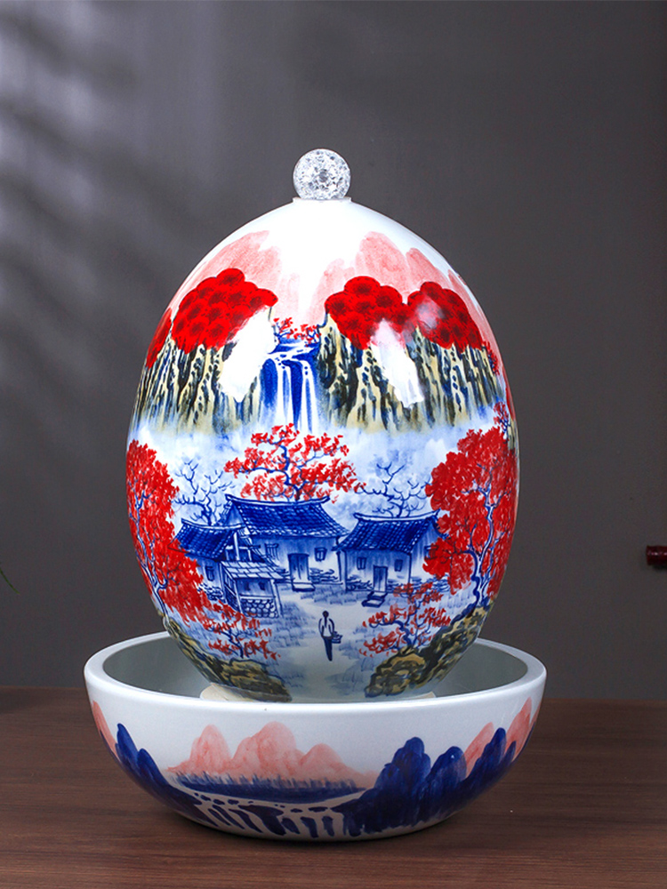 Jingdezhen ceramics creative hand - made pastel water fountain humidifier sitting room feng shui home decoration furnishing articles