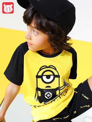 小猪班纳童装2018夏装新款男童短袖t恤韩版儿