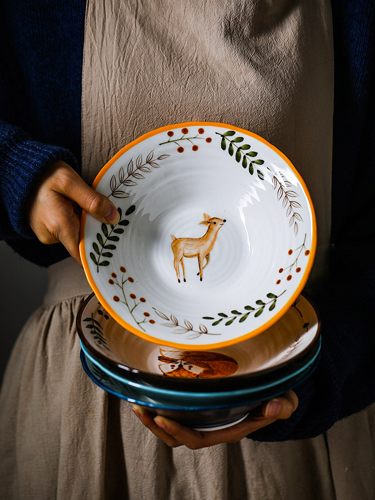 Japanese ceramics rainbow such as bowl with large instant noodles soup bowl a single dish dish creative lovely ins tableware dishes ltd.