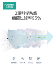 Марлевая повязка от пыли [双11预售]全棉时代稳健一次性儿童护理口罩200片新款三层防护