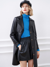 Кожаная куртка 影儿诗篇女装2020秋季新款真皮皮衣中长款修身翻领腰带羊皮风衣