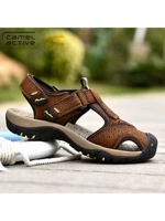 Dép da lạc đà Đức năng động Baotou sandal nam triều 2019 mới cho nam giày thể thao đi biển ngoài trời - Sandal sandal nam da bò