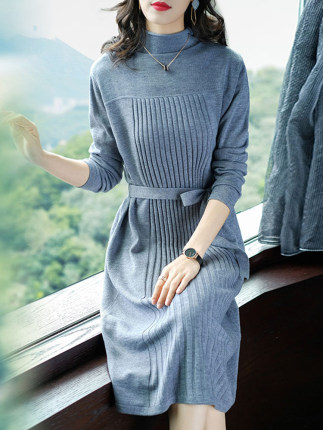 长袖连衣裙秋装2018新款气质针织裙子女人味