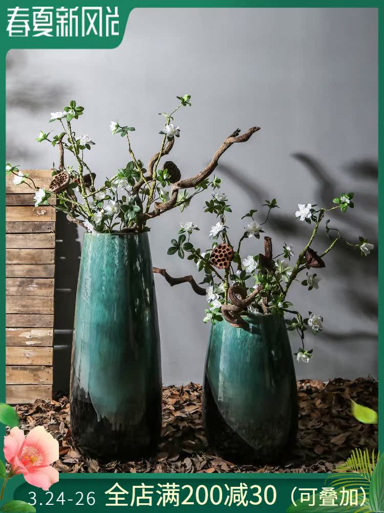 New Chinese style restaurant sitting room of large ceramic vase mall ambry furnishing articles to place a flower flower implement hotel company