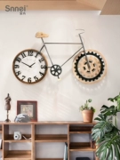 Nhật Bản wabi-sabi phong cách retro đồng hồ sáng tạo đồng hồ treo tường nền phòng khách tường thời trang xe đạp trang trí nội thất đồng hồ nghệ thuật