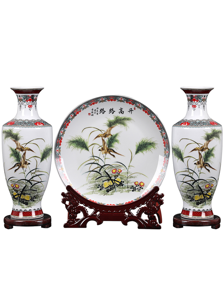 Ceramic vase three-piece furnishing articles sitting room of Chinese style household office flower arranging, jingdezhen decorations arts and crafts