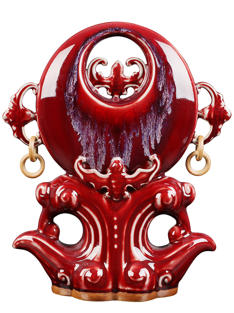 Jun porcelain ceramics vase carved five blessings red up furnishing articles home decoration art collection of handicraft