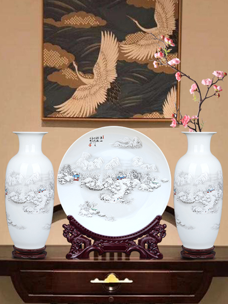 The Big vase Chinese style living room blue and white porcelain of jingdezhen ceramics home furnishing articles lucky bamboo flower arrangement craft ornaments