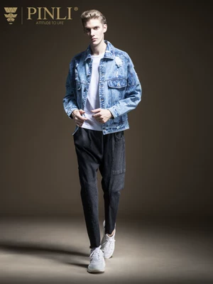 Sản phẩm PINLI 2019 mùa thu mới cho nam áo khoác mỏng denim retro B193204053 - Áo khoác áo bomber Áo khoác