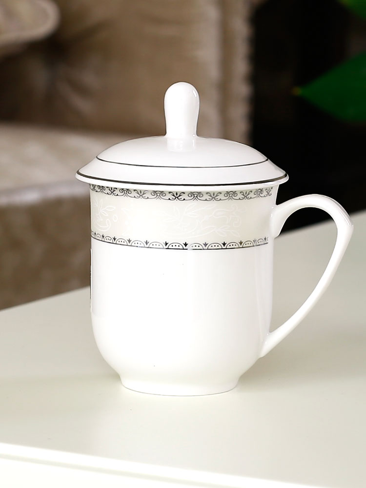 Cheng DE noble, the meeting affairs office cup with cover glass ceramic cup handle European household tea cup in up phnom penh