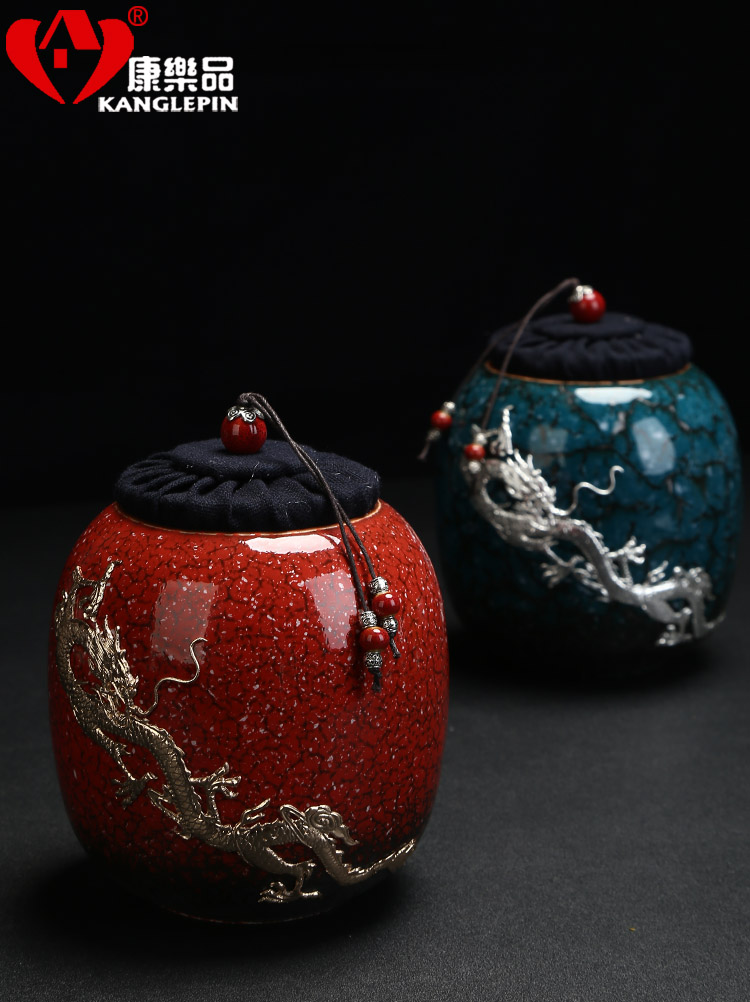 Recreational product temmoku built light silver ceramic tea pot mini colored enamel storage sealed packaging tea tea