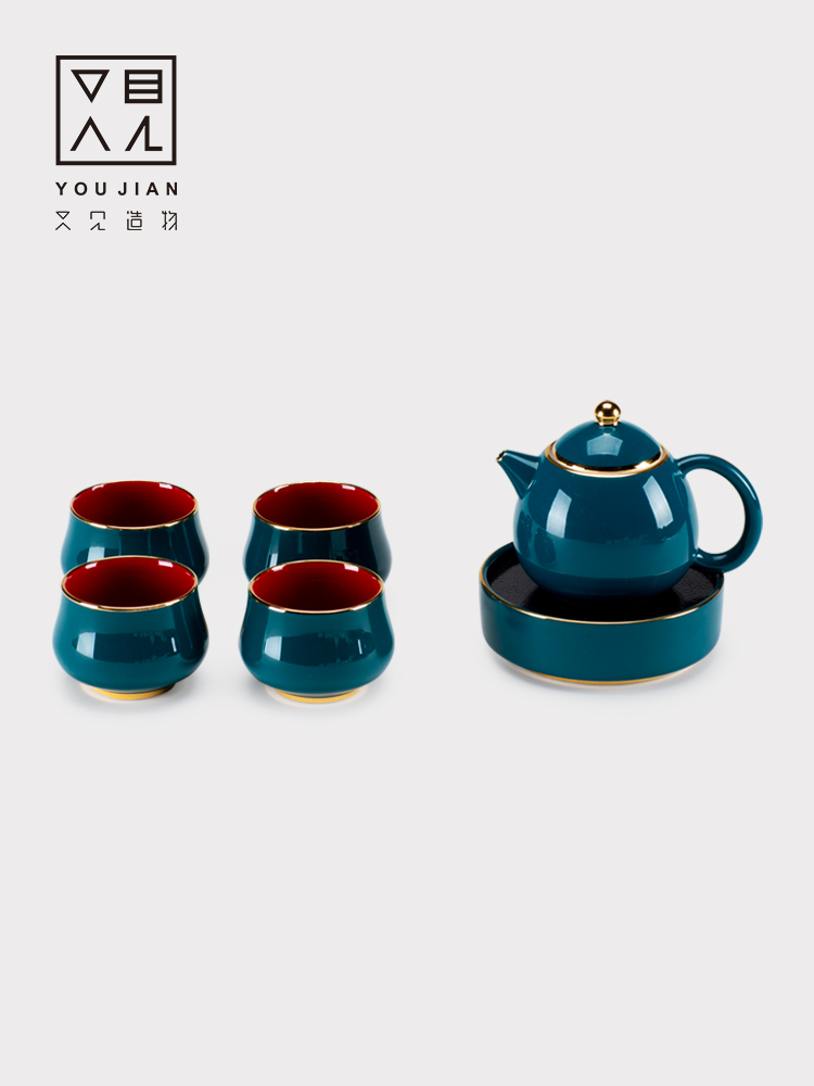 And fuels the teapot ceramic creation of single pot a pot of four cups of small Chinese kung fu tea cup outfit