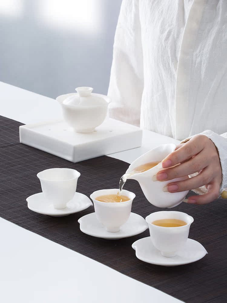 And creation of white porcelain tea sea household fair kung fu tea tea cup) points dehua ceramic parts