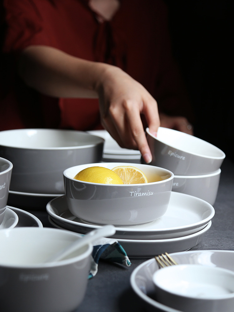 Cutlery set 2 home dishes Nordic ins contracted to eat dishes 4 European ceramic soup bowl chopsticks combination