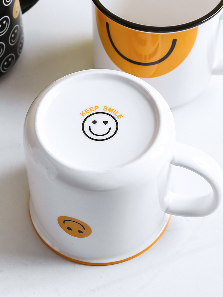 Smile life ceramic keller creative move trend picking household glass coffee cup men 's and women' s milk cup