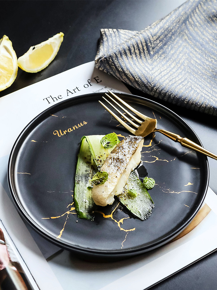 Steak dish food dish European household ceramics Steak knife and fork dish suits for the Nordic western - style food tableware pasta dish