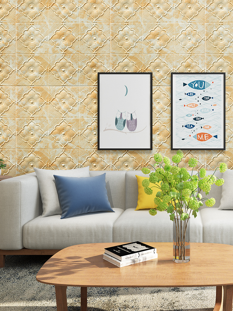 3d dán tường ba chiều tự dính nền giấy dán tường giấy dán tường phòng ngủ bài trí ấm cúng bọt chống thấm keo dán miễn phí