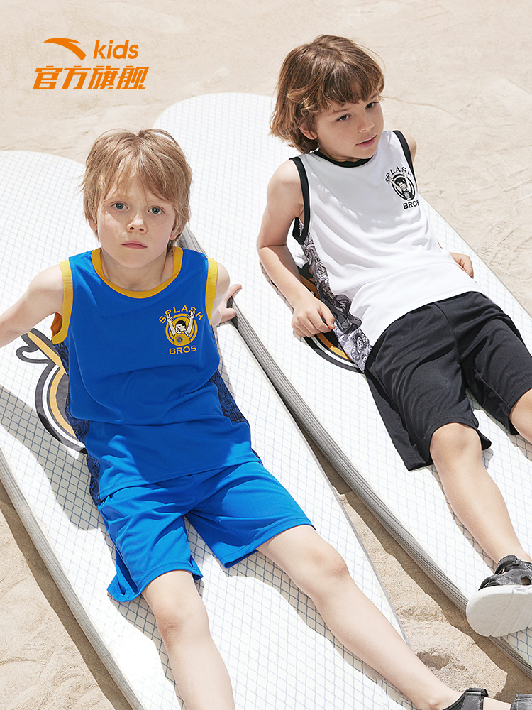 安踏 21年夏季新款 男童背心短裤速干运动套装 聚划算双重优惠折后￥79包邮 130~170码多色可选