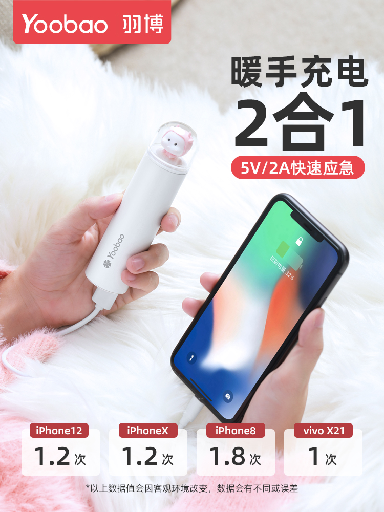 Yoobao 羽博 恶魔仔 暖手宝 充电宝 5000mAh 天猫优惠券折后￥39包邮（￥59-20）4色可选