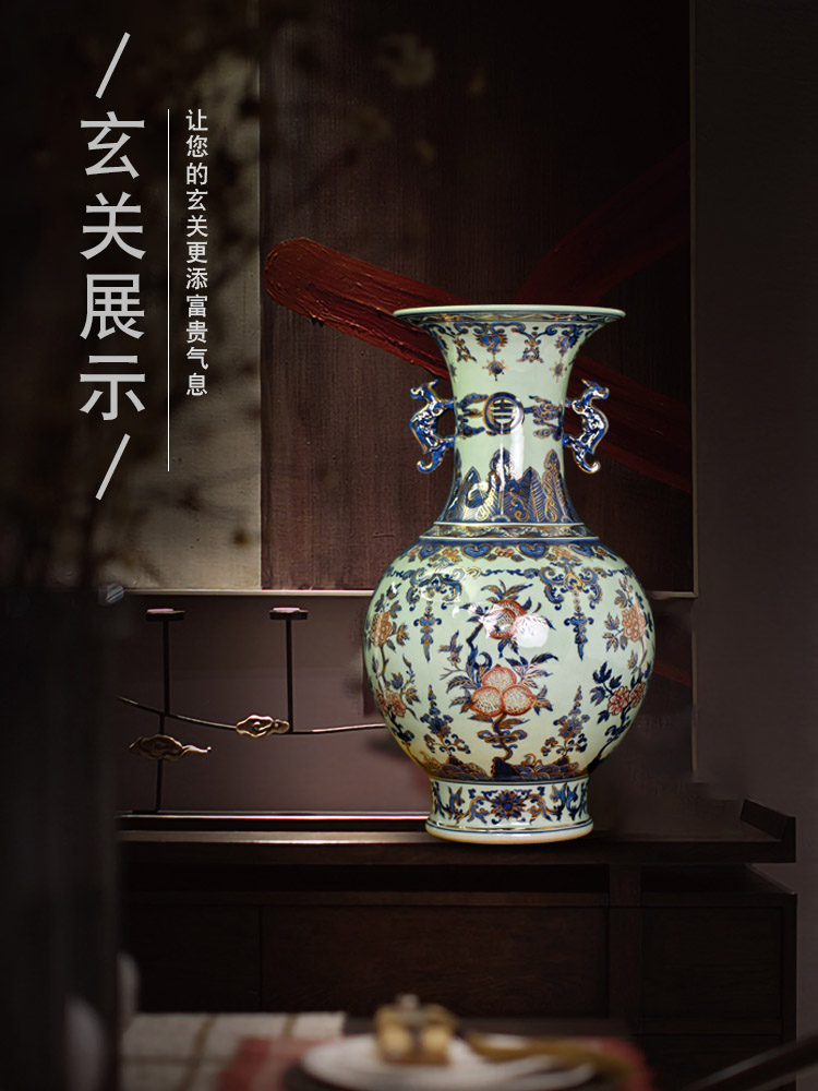 Jingdezhen chinaware paint ears antique blue and white porcelain vase flower arranging new sitting room of Chinese style household act the role ofing is tasted furnishing articles