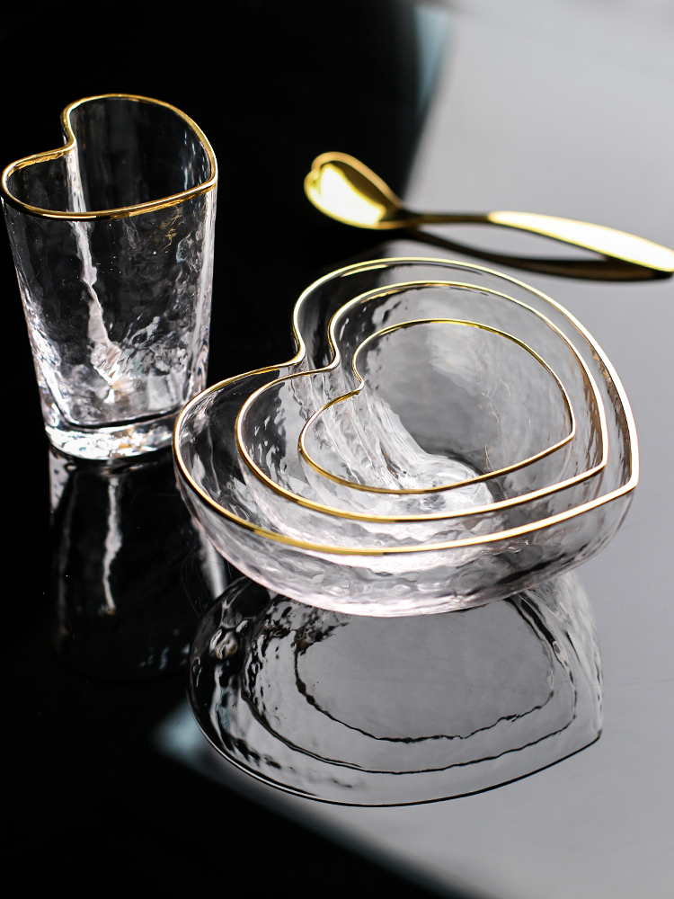Sichuan in Japanese up phnom penh crystal glass salad bowl household lovely fruit bowl dessert to use creative heart - shaped tableware