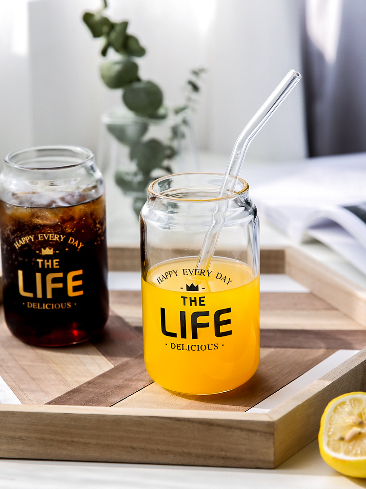 Island house cola cup web celebrity in glass, glass cup drinks a cup of milk tea coffee cup home creative move trend