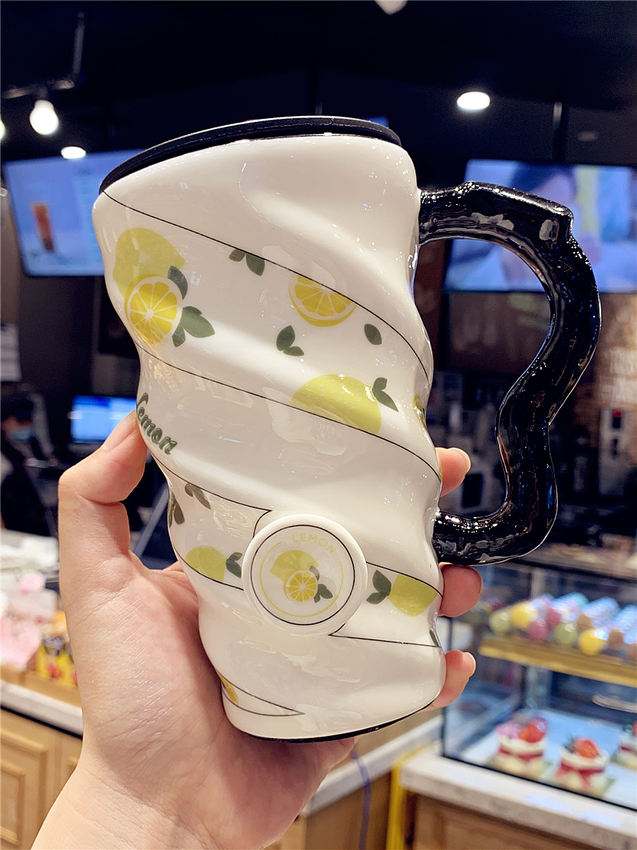 Ms han edition creative girl heart ceramic cup fresh male household coffee cup ins web celebrity express keller