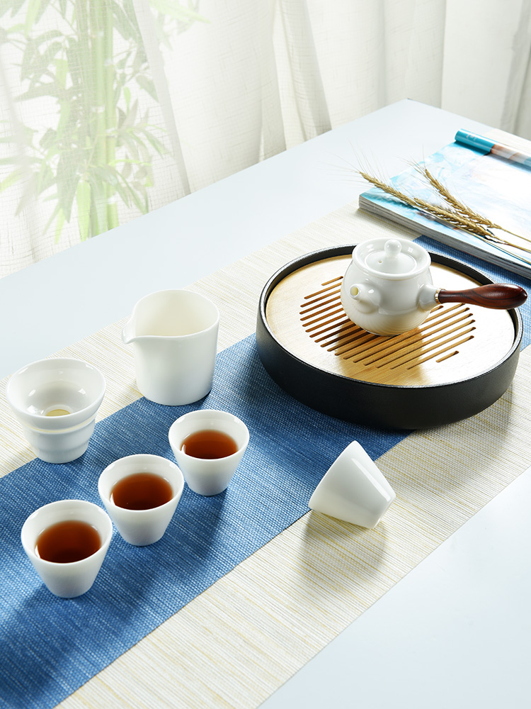 Dehua porcelain god built white jade porcelain modern kung fu tea sets tea tray was contracted mini household dry tea sets tea sea