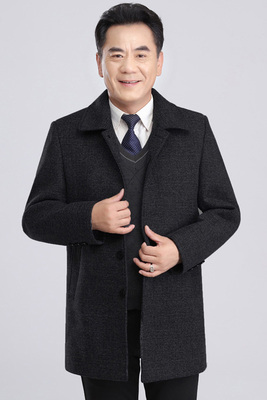 Áo len nam cha tải mùa xuân và mùa thu áo khoác len trung niên nam áo gió dài trung niên kích thước lớn - Áo khoác đôi áo khoác cặp đẹp Áo khoác đôi