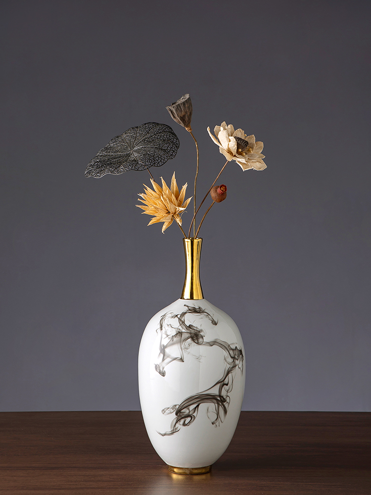 Jingdezhen ceramic vase furnishing articles sitting room dry flower arranging flowers ink Chinese style household adornment simulation flower narrow with my expressions using