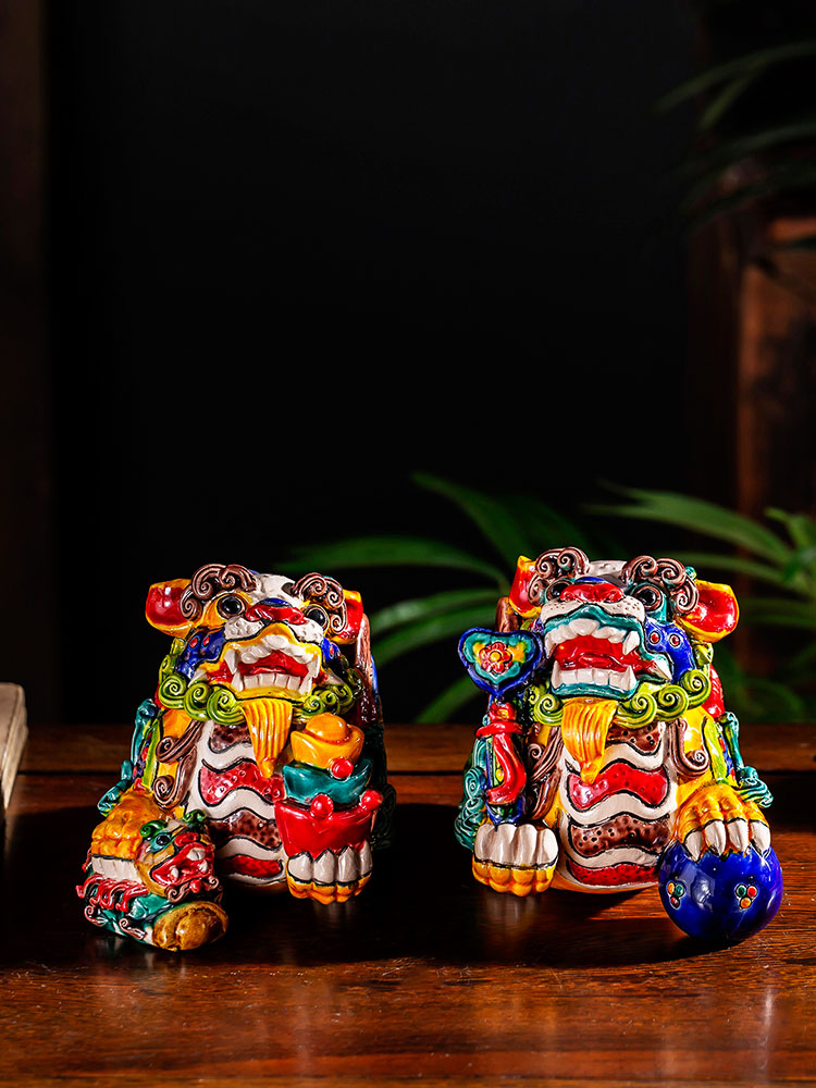 The mythical wild animal lucky furnishing articles and manual feng shui jingdezhen ceramic prosperous wealth home colorful auspicious god beast porch decoration