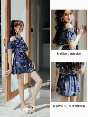 Áo tắm nữ Xiêm gợi cảm che bụng mỏng và hơi mập Sinh viên Hàn Quốc nhỏ nhắn tươi tắn bảo thủ kiểu váy bơi xuân nóng bỏng - Bộ đồ bơi One Piece