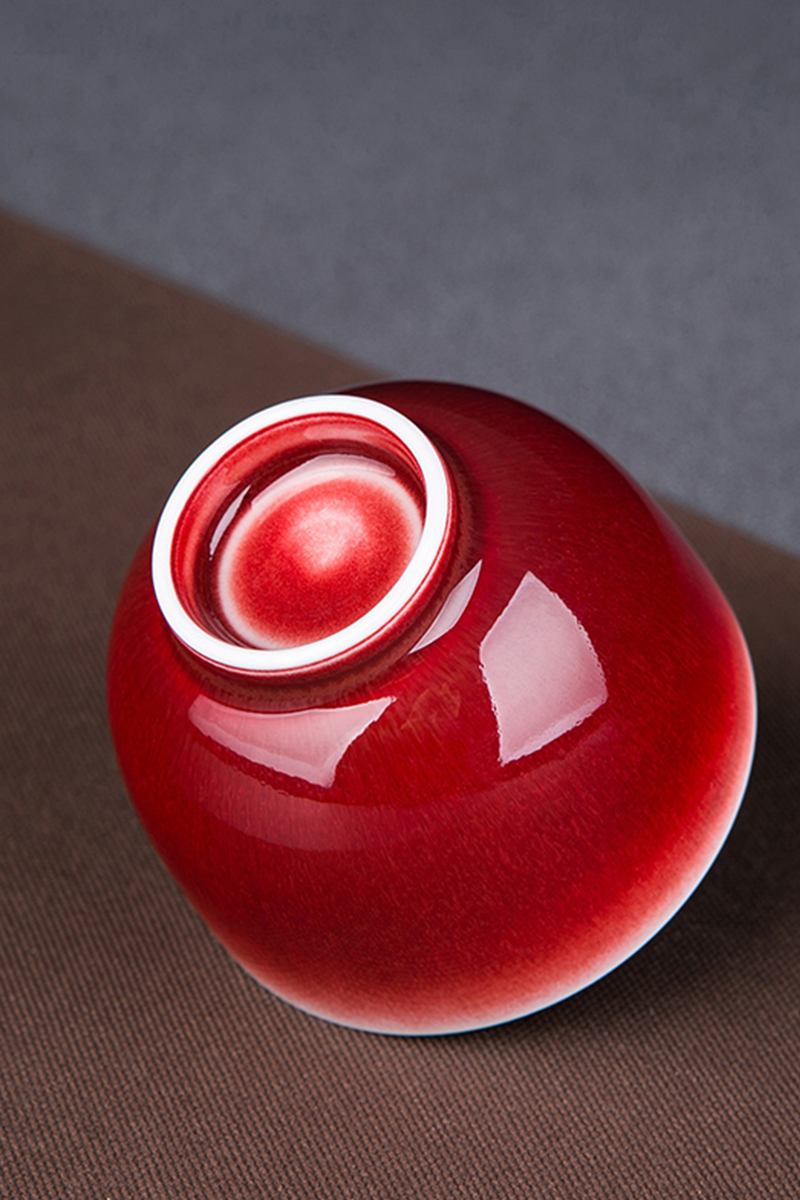 Lang up red master cup single ceramic ice crack cup tea cup move, jingdezhen tea kungfu tea cups