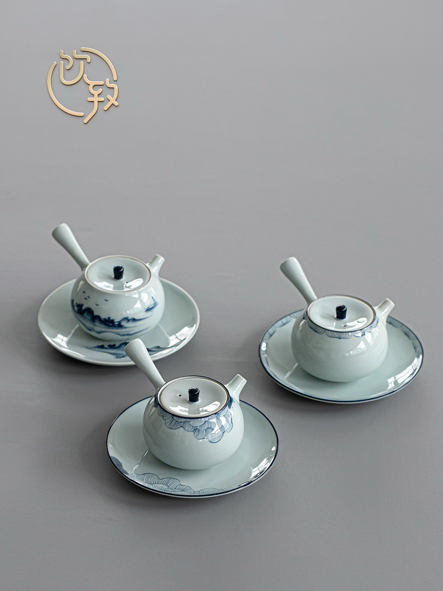 Antique hand - made teapot side to put the pot of Japanese teapot ceramic kung fu tea set manual small single pot of suits for