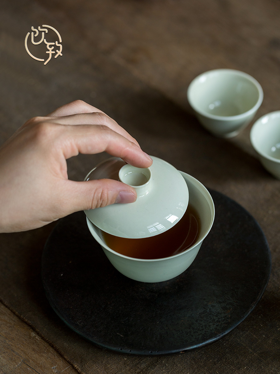 Ultimately responds to little rock tea tureen single jingdezhen with cover three cups to make tea bowl of tea tea set no hot, no