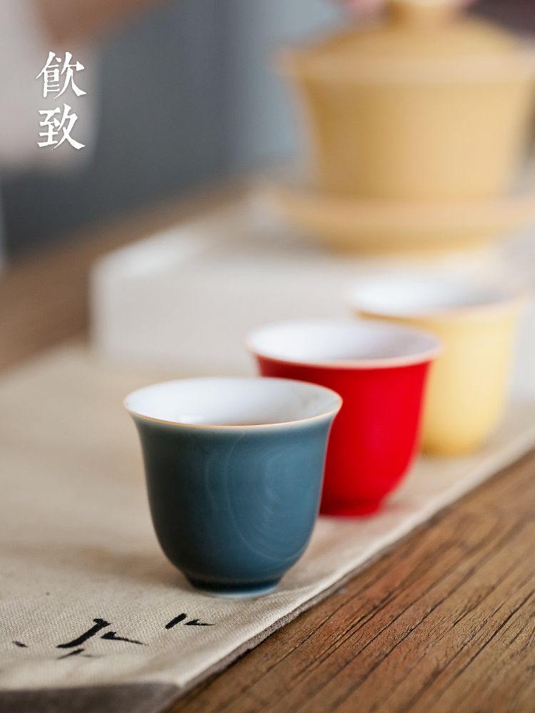 Ultimately responds to jingdezhen kung fu tea cup single color glaze small sample tea cup ceramic masters cup single CPU suits for June