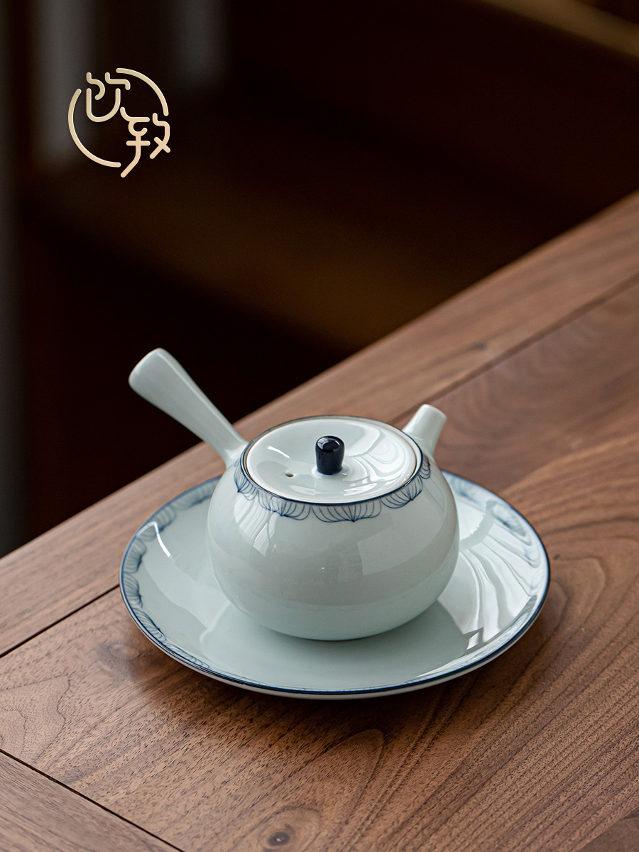 Antique hand - made teapot side to put the pot of Japanese teapot ceramic kung fu tea set manual small single pot of suits for