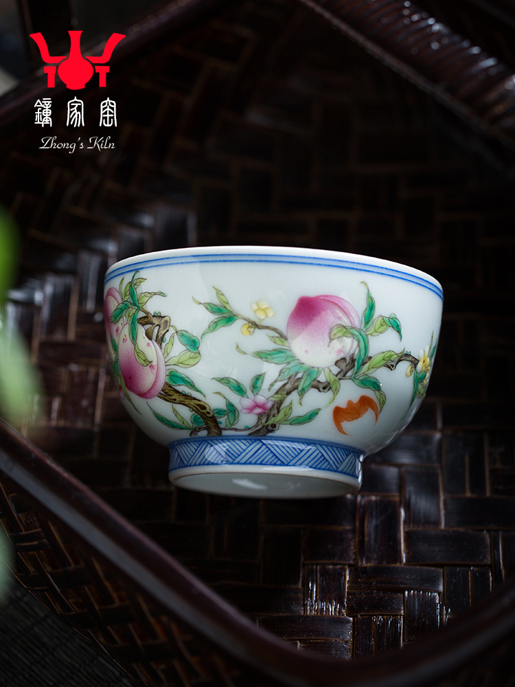 Clock home up hand - made ceramic cups pastel peach personal single cup sample tea cup jingdezhen porcelain kunfu tea master