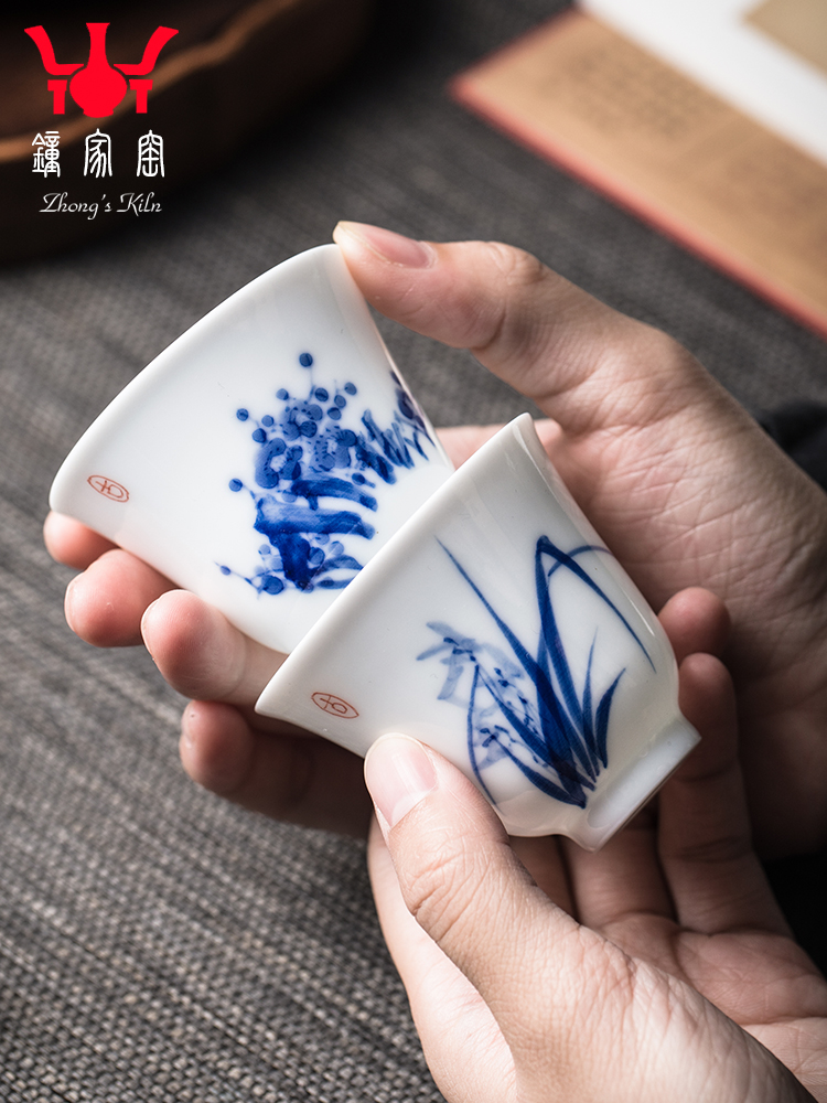 Clock home trade, one cup of single CPU jingdezhen hand - made by patterns noggin kunfu tea bowl jade mud bell cup